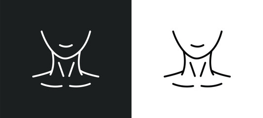 Wall Mural - human neck line icon in white and black colors. human neck flat vector icon from human neck collecti