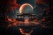 abstract image of ancient torii gate. landscape in Japanese style. ai generative