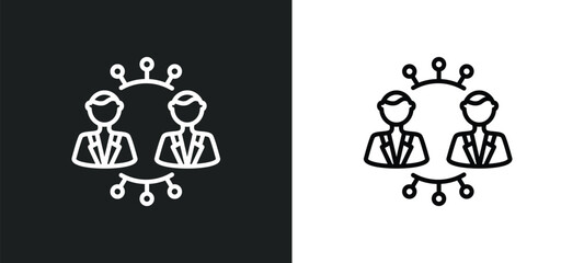 Wall Mural - business networking line icon in white and black colors. business networking flat vector icon from b