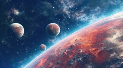Wall Mural - planet in space created with generative ai technology