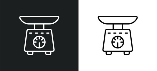 Wall Mural - scale balanced tool line icon in white and black colors. scale balanced tool flat vector icon from s