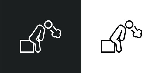 Sticker - drained human line icon in white and black colors. drained human flat vector icon from drained human collection for web, mobile apps and ui.