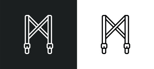 Wall Mural - suspenders line icon in white and black colors. suspenders flat vector icon from suspenders collection for web, mobile apps and ui.