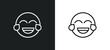 © IconArt - laugh emoji line icon in white and black colors. laugh emoji flat vector icon from laugh emoji collection for web, mobile apps and ui.
