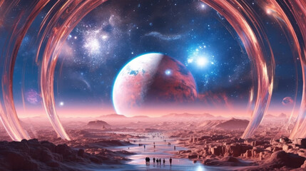 Wall Mural - planet in space created with generative ai technology