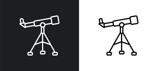 Wall Mural - telescope line icon in white and black colors. telescope flat vector icon from telescope collection 