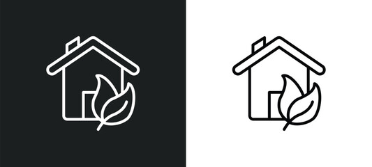 Wall Mural - eco house line icon in white and black colors. eco house flat vector icon from eco house collection 
