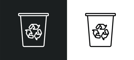 Wall Mural - recycle bin line icon in white and black colors. recycle bin flat vector icon from recycle bin collection for web, mobile apps and ui.