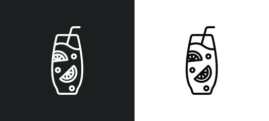 ice tea line icon in white and black colors. ice tea flat vector icon from ice tea collection for web, mobile apps and ui.