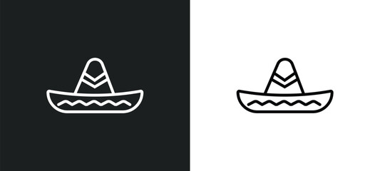 Wall Mural - mexican hat line icon in white and black colors. mexican hat flat vector icon from mexican hat collection for web, mobile apps and ui.