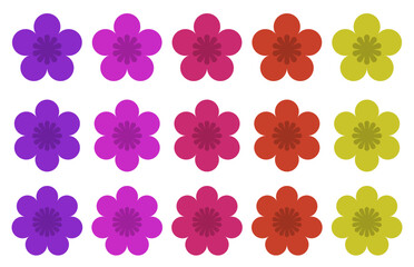 Wall Mural - big collection of floral elements. set of flowers of various colors. graphic elements for girls, car