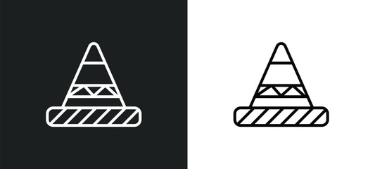 Canvas Print - road stopper line icon in white and black colors. road stopper flat vector icon from road stopper collection for web, mobile apps and ui.