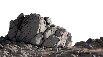 rock mountain slope foreground close-up isolated on a transparent background. element for matte pain