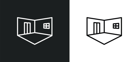 Wall Mural - room line icon in white and black colors. room flat vector icon from room collection for web, mobile apps and ui.