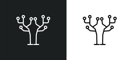 Wall Mural - technology tree line icon in white and black colors. technology tree flat vector icon from technolog