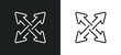© IconArt - expad arrows line icon in white and black colors. expad arrows flat vector icon from expad arrows collection for web, mobile apps and ui.