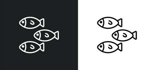 Wall Mural - shoal line icon in white and black colors. shoal flat vector icon from shoal collection for web, mob
