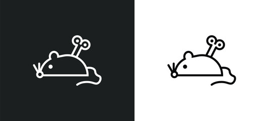 Wall Mural - mouse toy line icon in white and black colors. mouse toy flat vector icon from mouse toy collection 