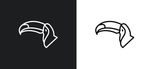 Wall Mural - big toucan line icon in white and black colors. big toucan flat vector icon from big toucan collection for web, mobile apps and ui.