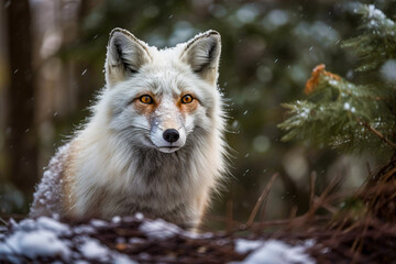 Wall Mural - red fox in the snow