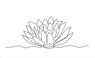 Poster - Lotus flower isolated on white background. Continuous line drawing