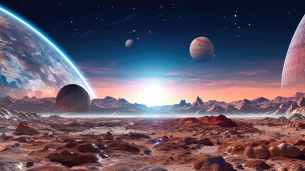 Wall Mural - ufo in space created with generative ai technology