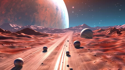 Wall Mural - ufo in space created with generative ai technology