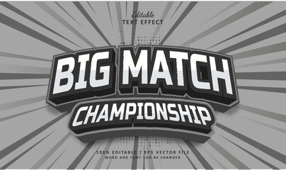 Wall Mural - Big Match Text Effect Style. Editable Text Effect Style Sport Vintage