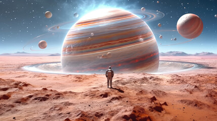 Wall Mural - ufo in space created with generative ai technology