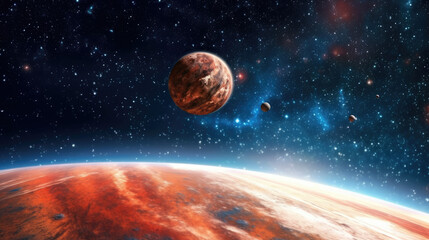 Wall Mural - planet in space created with generative ai technology