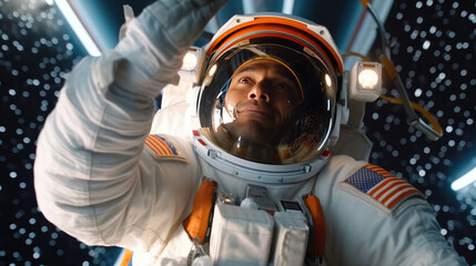 Wall Mural - astronaut in space created with generative ai technology