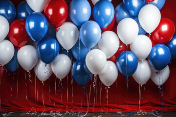 blue red and white colorful balloons