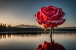red rose on water Generator AI