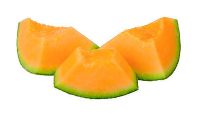 Sticker - Slice cantaloupe melon isolated on transparent background PNG image