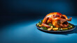 Thanksgiving turkey on gradient background with empty space for text