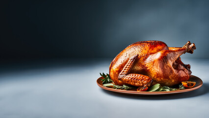 Sticker - Thanksgiving turkey on gradient background with empty space for text