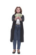 © ASDF - in full growth. woman showing a lot of cash bills