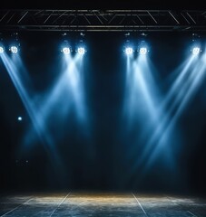 Wall Mural - Lights on stage. Spotlight shines on the stage. Spot lighting on the stage. generative ai