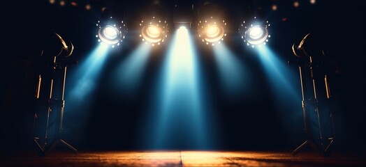 Wall Mural - Lights on stage. Spotlight shines on the stage. Spot lighting on the stage. generative ai