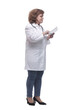 © ASDF - in full growth. female doctor with a digital tablet.
