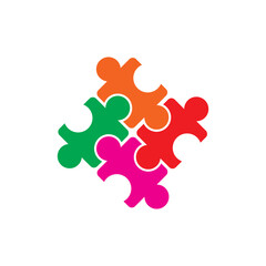 Puzzle logo icon, vector illustration design template.