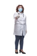 © ASDF - in full growth. serious doctor in a protective mask