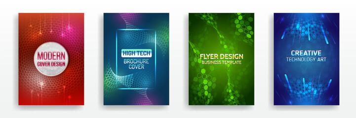 Wall Mural - Contemporary technology cover design. Brochure digital template. Abstract digital certificate, high-tech layout for presentation medicine and science. Modern posters are suitable for business webinars