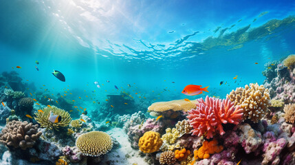 Wall Mural - coral reef with fish