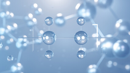 Poster - polyethylene molecular structure 3d, flat model, polythene, structural chemical formula view from a microscope