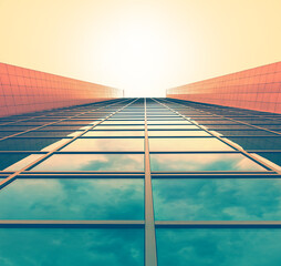 Banner, modern skyscrapers business office and residential buildings. Minimalism in urban architecture photography. Facade detail.