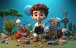 © fysaladobe - 3d render of World Photography day, cartoon characters with camera