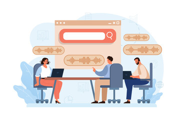 Sticker - voice search. artificial intelligence virtual assistant. character