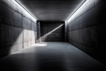 Wall Mural - dimly lit hallway with a source of light from above