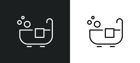 Wall Mural - hot tub line icon in white and black colors. hot tub flat vector icon from hot tub collection for we